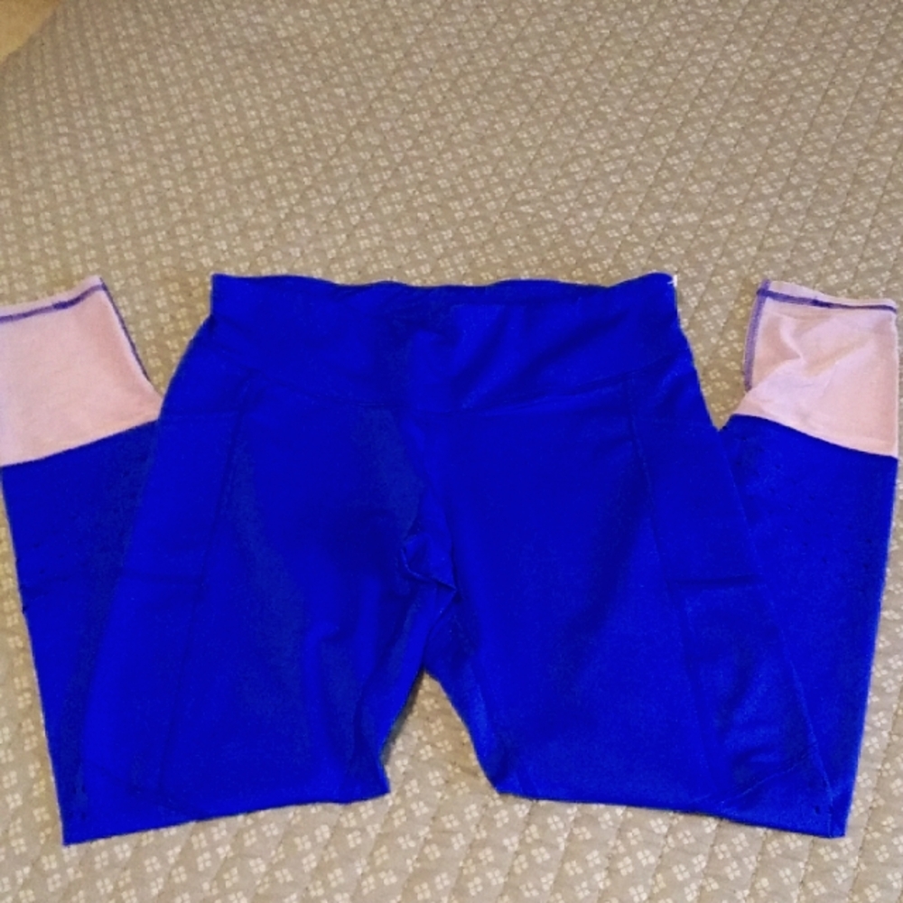 Champion Royal Blue Leggings With Cut work Details, GUC
